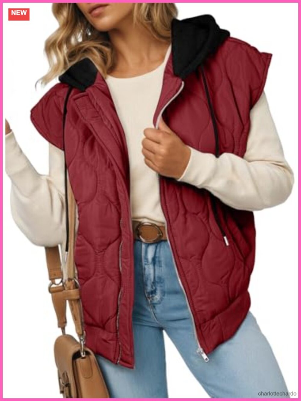 Women's Quilted Puffer Vest Hooded Zip Up Lightweight Sleeveless Coat